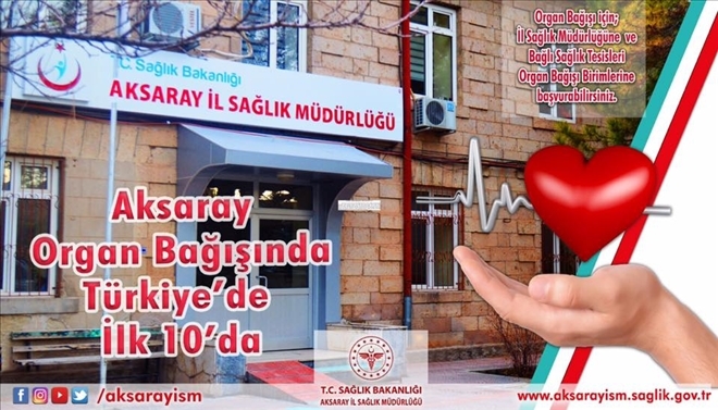 Aksaray Organ Bağışında Türkiye Genelinde 10. Sırada