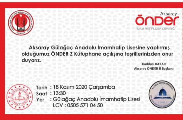 AKSARAY ÖNDERDEN KÜTÜPHANE AÇILIŞI