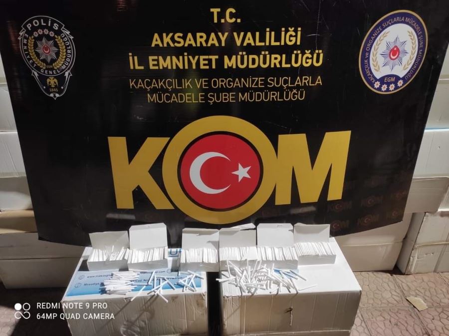 AKSARAYDA BANDROLSÜZ VE FATURASIZ MAKARON ELE GEÇİRİLDİ.